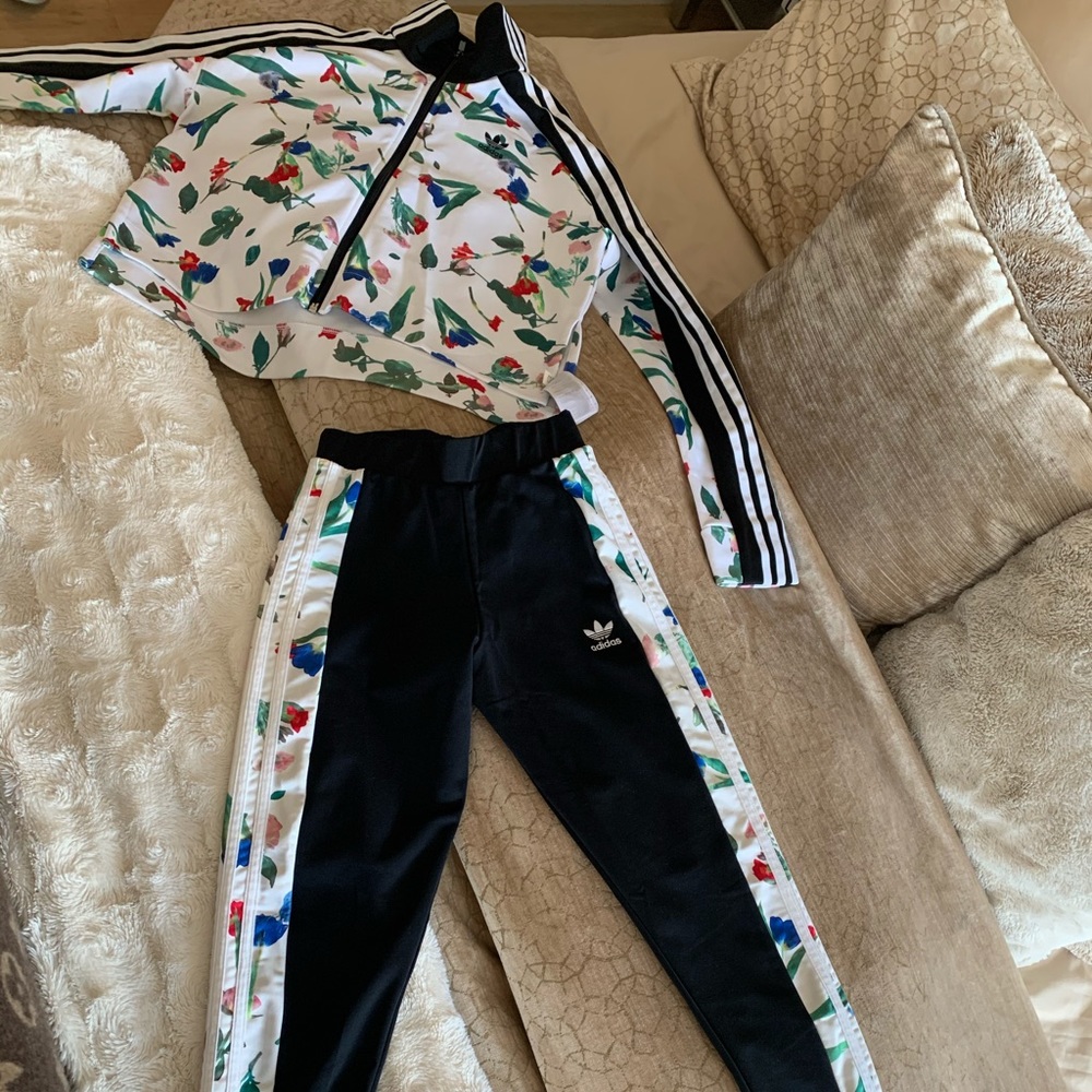 Adidas Black/White/Floral Tracksuit